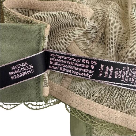 Victoria's Secret Very Lace-up High Neck Bralette Olive Lace Bra Small - Picture 5 of 7